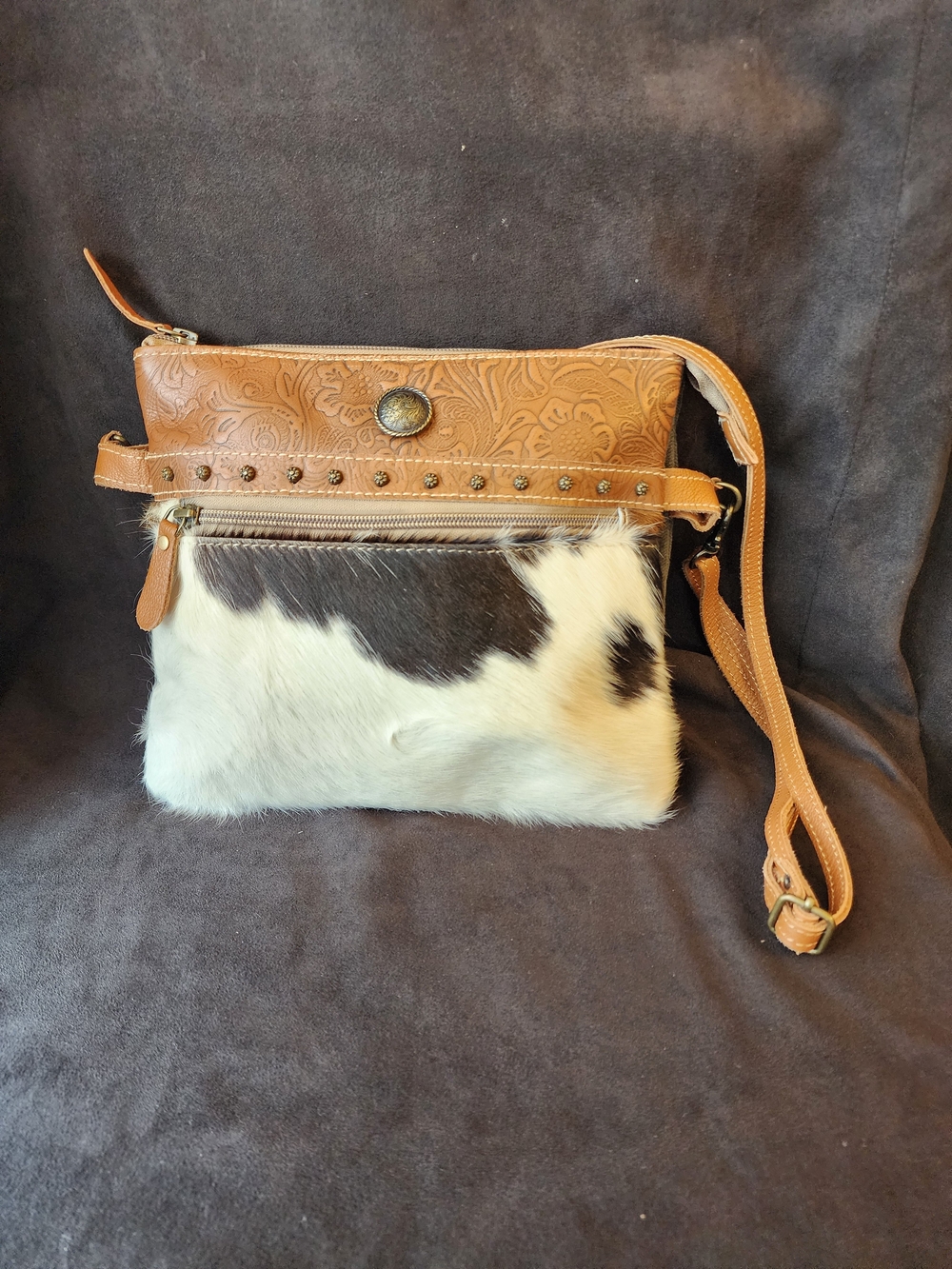 Myra Remarkable Cowhide Leather Crossbody Purse